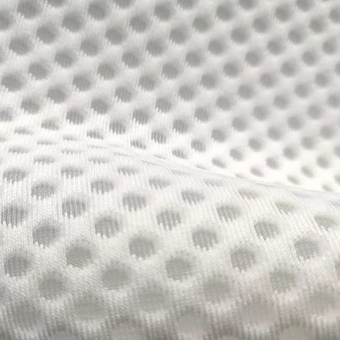 Nefes alıcı Airmesh Beyaz Polyester Mesh Kumaş Geri Dönüştürülmüş Polyester Mesh 430gsm 0